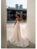 Strapless Glitter Lace Tulle Modern Wedding Dress Strapless Glitter Lace Tulle Modern Wedding Dress